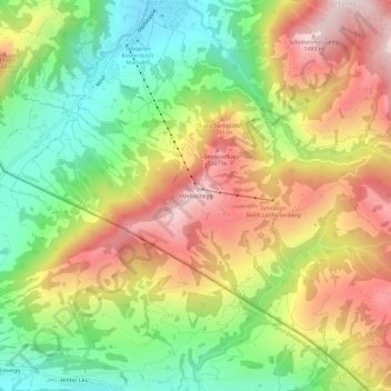 Topografisk kort Marbachegg, højde, terræn