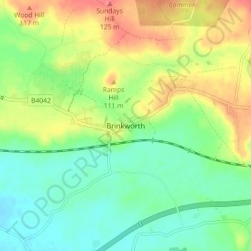 Topografisk kort Brinkworth, højde, terræn