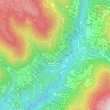Topografisk kort Faver, højde, terræn