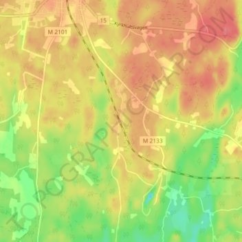 Topografisk kort Gisslaboda, højde, terræn