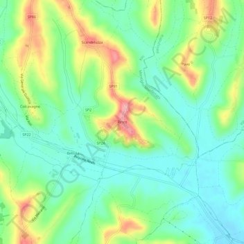 Topografisk kort Rinco, højde, terræn