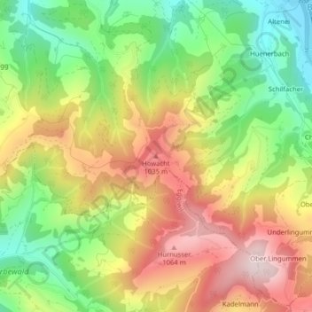 Topografisk kort Howacht, højde, terræn
