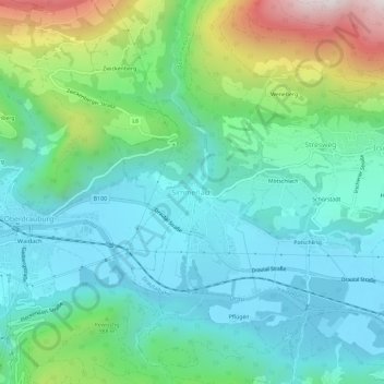Topografisk kort Simmerlach, højde, terræn