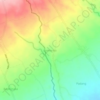 Topografisk kort Bontoraja, højde, terræn