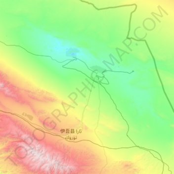 Topografisk kort Yiwu County, højde, terræn