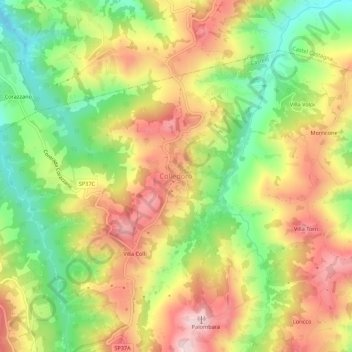 Topografisk kort Colledoro, højde, terræn