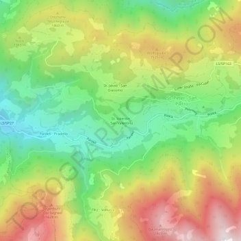 Topografisk kort St. Valentin - San Valentino, højde, terræn