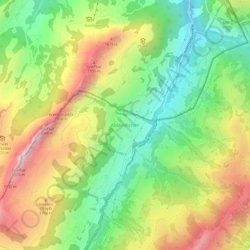 Topografisk kort Abländschen, højde, terræn
