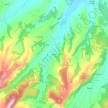 Topografisk kort Sariano, højde, terræn