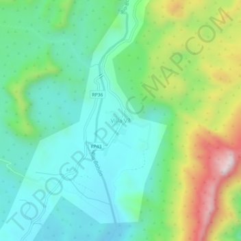 Topografisk kort Villa Víl, højde, terræn