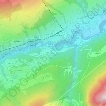 Topografisk kort Vulpera, højde, terræn