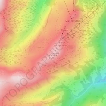 Topografisk kort Leiterli, højde, terræn