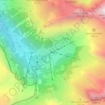 Topografisk kort Werben, højde, terræn