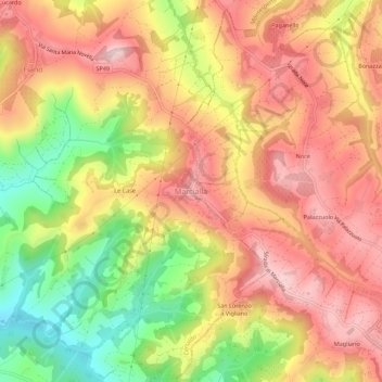 Topografisk kort Marcialla, højde, terræn