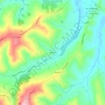 Topografisk kort Vecciano, højde, terræn