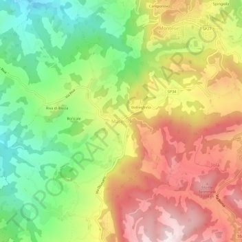 Topografisk kort Maserno, højde, terræn