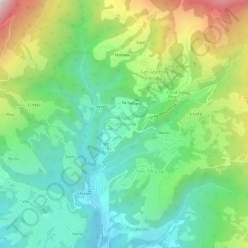 Topografisk kort Lamosano, højde, terræn
