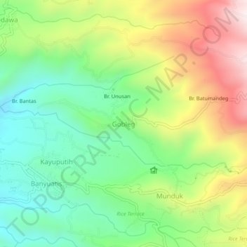 Topografisk kort Gobleg, højde, terræn
