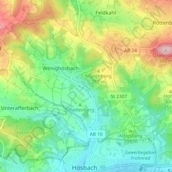 Topografisk kort Münchhof, højde, terræn