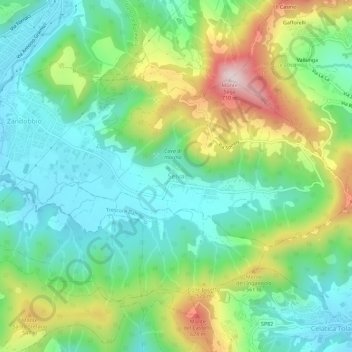 Topografisk kort Selva, højde, terræn