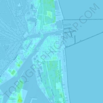 Topografisk kort Marina di Ravenna, højde, terræn