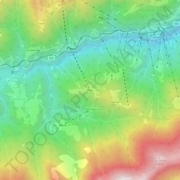 Topografisk kort Rasa, højde, terræn