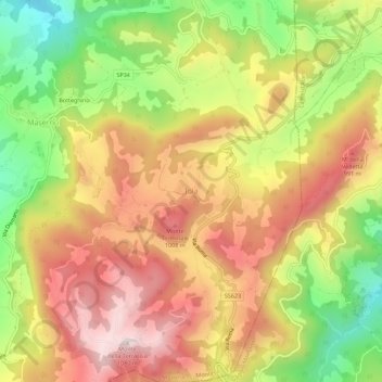 Topografisk kort Iola, højde, terræn