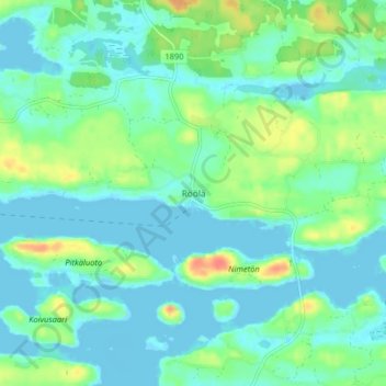 Topografisk kort Röölä, højde, terræn