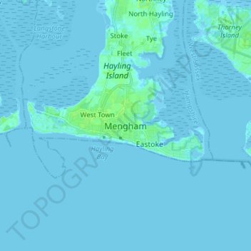 Topografisk kort Mengham, højde, terræn