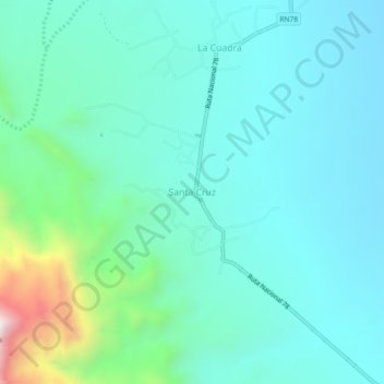 Topografisk kort Santa Cruz, højde, terræn