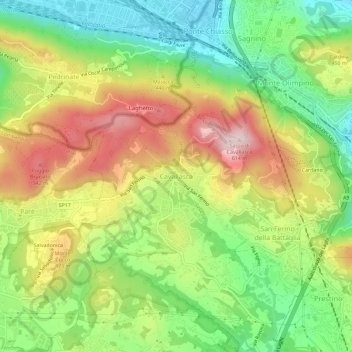 Topografisk kort Cavallasca, højde, terræn