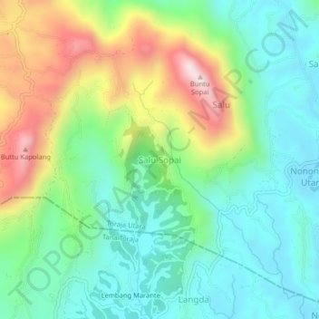 Topografisk kort Salu Sopai, højde, terræn