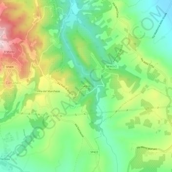 Topografisk kort Gaglioli, højde, terræn