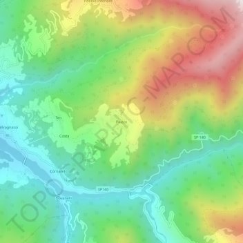 Topografisk kort Piuzzo, højde, terræn