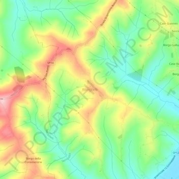 Topografisk kort Roncitelli, højde, terræn