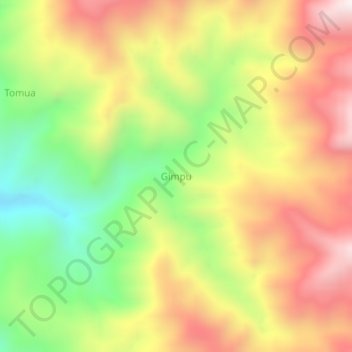 Topografisk kort Gimpu, højde, terræn