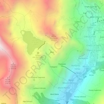 Topografisk kort Palud, højde, terræn