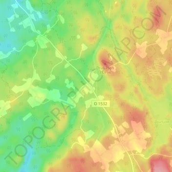 Topografisk kort Uddared, højde, terræn