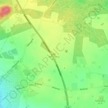 Topografisk kort Bavnebjerg, højde, terræn