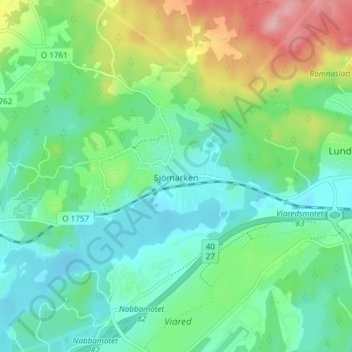 Topografisk kort Sjömarken, højde, terræn
