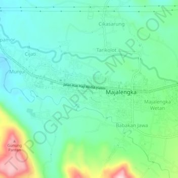 Topografisk kort Majalengka Kulon, højde, terræn