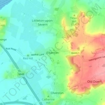 Topografisk kort Elberton, højde, terræn