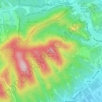 Topografisk kort Monte Sulder, højde, terræn