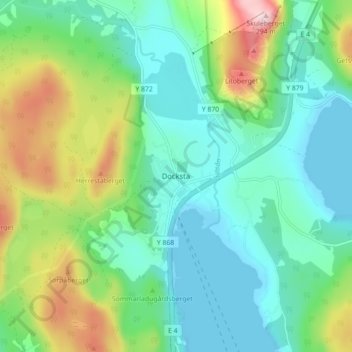 Topografisk kort Docksta, højde, terræn