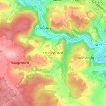 Topografisk kort Thumhausen, højde, terræn