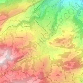 Topografisk kort Heiden, højde, terræn