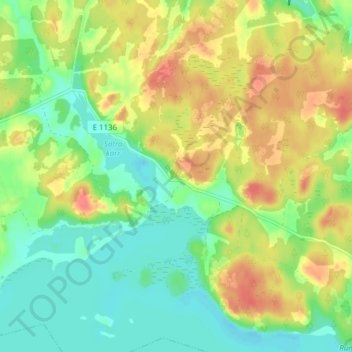 Topografisk kort Fröjerum, højde, terræn