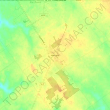 Topografisk kort Marysville, højde, terræn