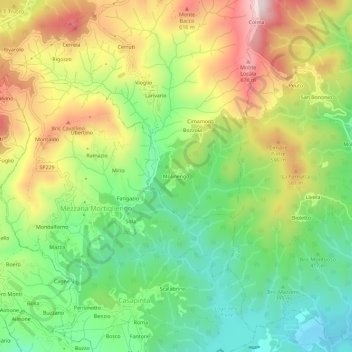 Topografisk kort Molinengo, højde, terræn