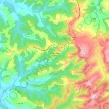 Topografisk kort Monte Oliveto Maggiore, højde, terræn